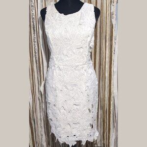 ASTR The Label White Floral Lace Textured Mini Dress Women M
